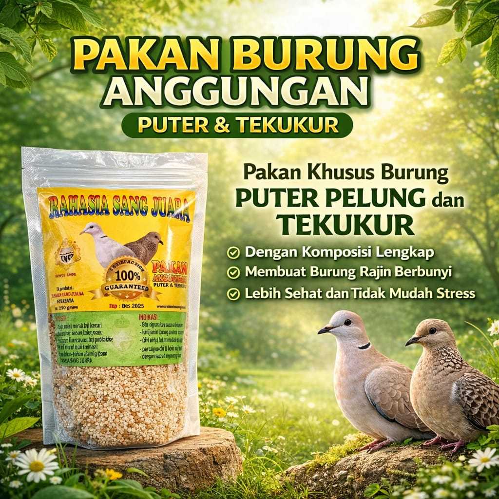 RAHASIA SANG JUARA Pakan Burung Puter Pelung Tekukur 250gr Membuat Rajin Berbunyi Bahan Alami