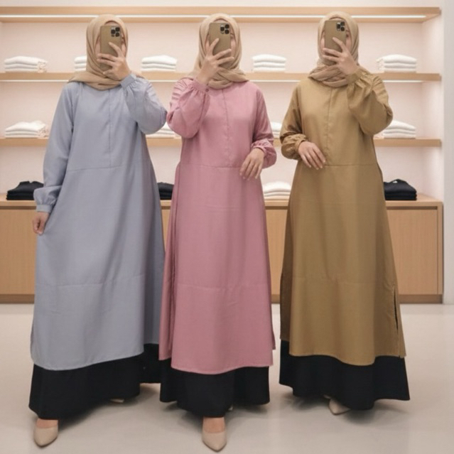 Dzania-Fairuz Abaya Malaysia Hitam abaya hitam gamis hitam abaya Gamis Basic Polos Gamis Remaja Basi