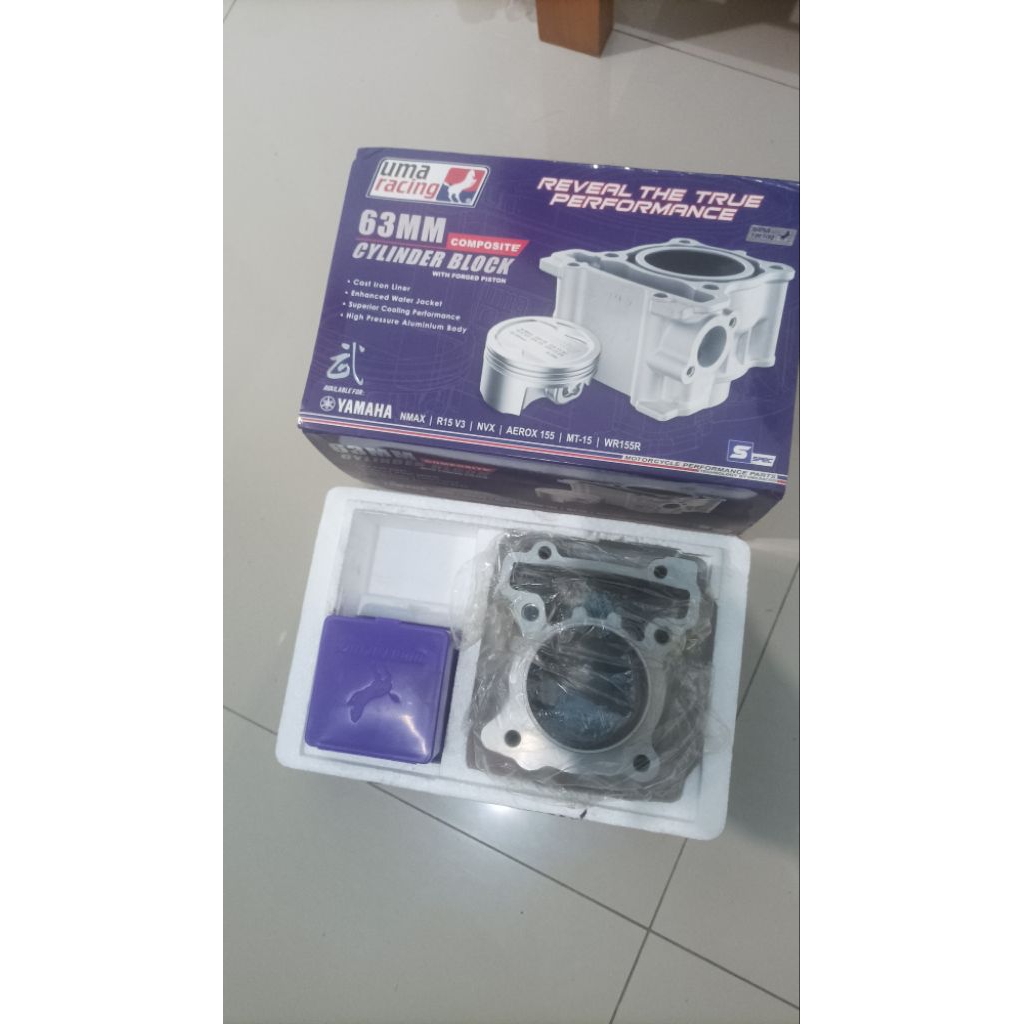 blok uma racing 63mm untuk yamaha wr155r, aerox new, nmax new, xsr, vixion, mt15, xabre