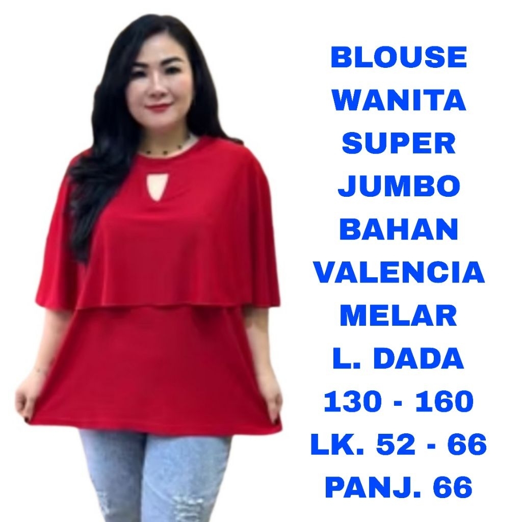 WK BLOUSE WANITA SUPER JUMBO LD. 130 LD. 140 LD. 150 LD. 160 BAJU ATASAN MERAH HITAM MAROON BAJU IML