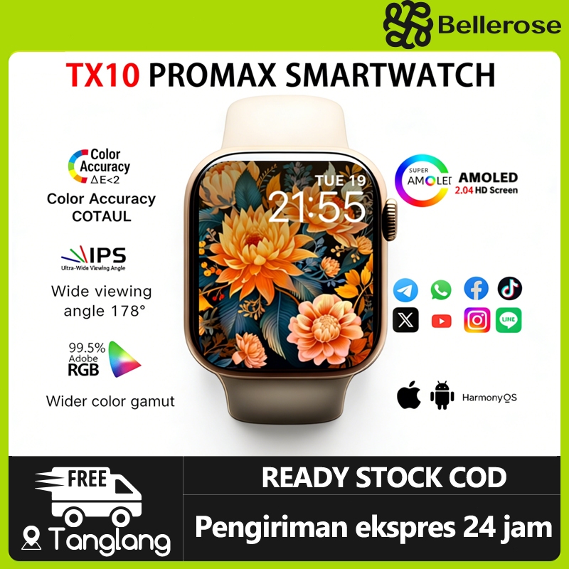 Smartwatch TX10 Pro Max 2.04" HD, Bluetooth Telepon & Custom Wallpaper - Jam Tangan Pria Wanita