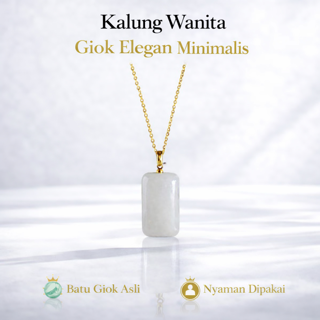 Kalung Wanita Giok Putih Asli | Elegan Minimalis | Kalung Wanita Batu Alam Original