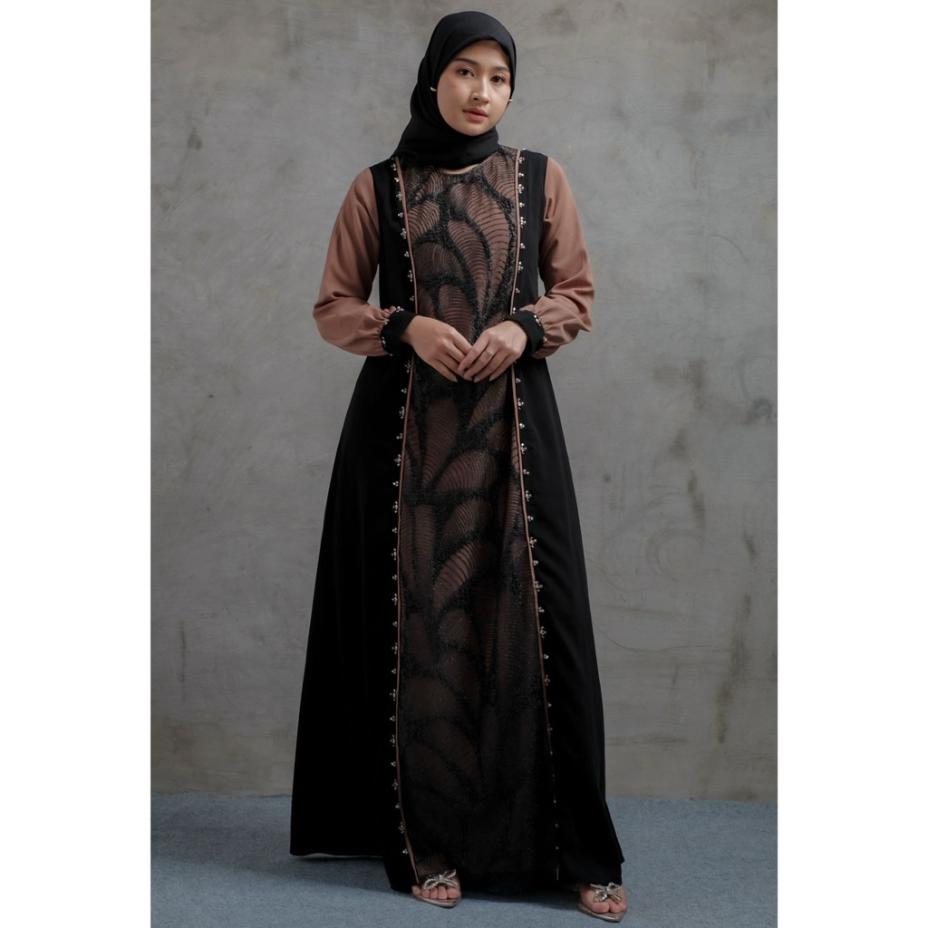 Qoni | Gaun Abaya Gabina | Gaun Simple | Dress Mewah | Gaun Elegan | Gaun Premium | Gaun Brukat