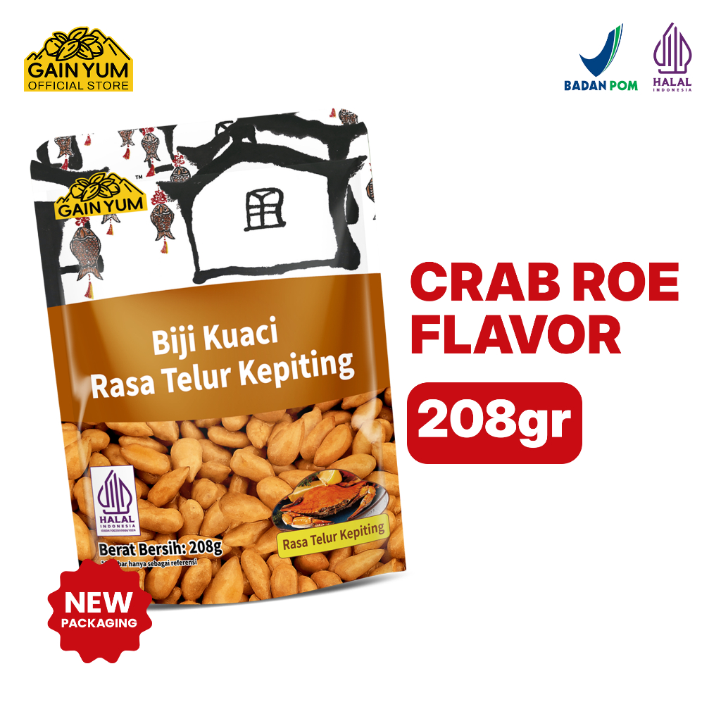Gain Yum - Kuaci Kupas Rasa Telur Kepiting 208g