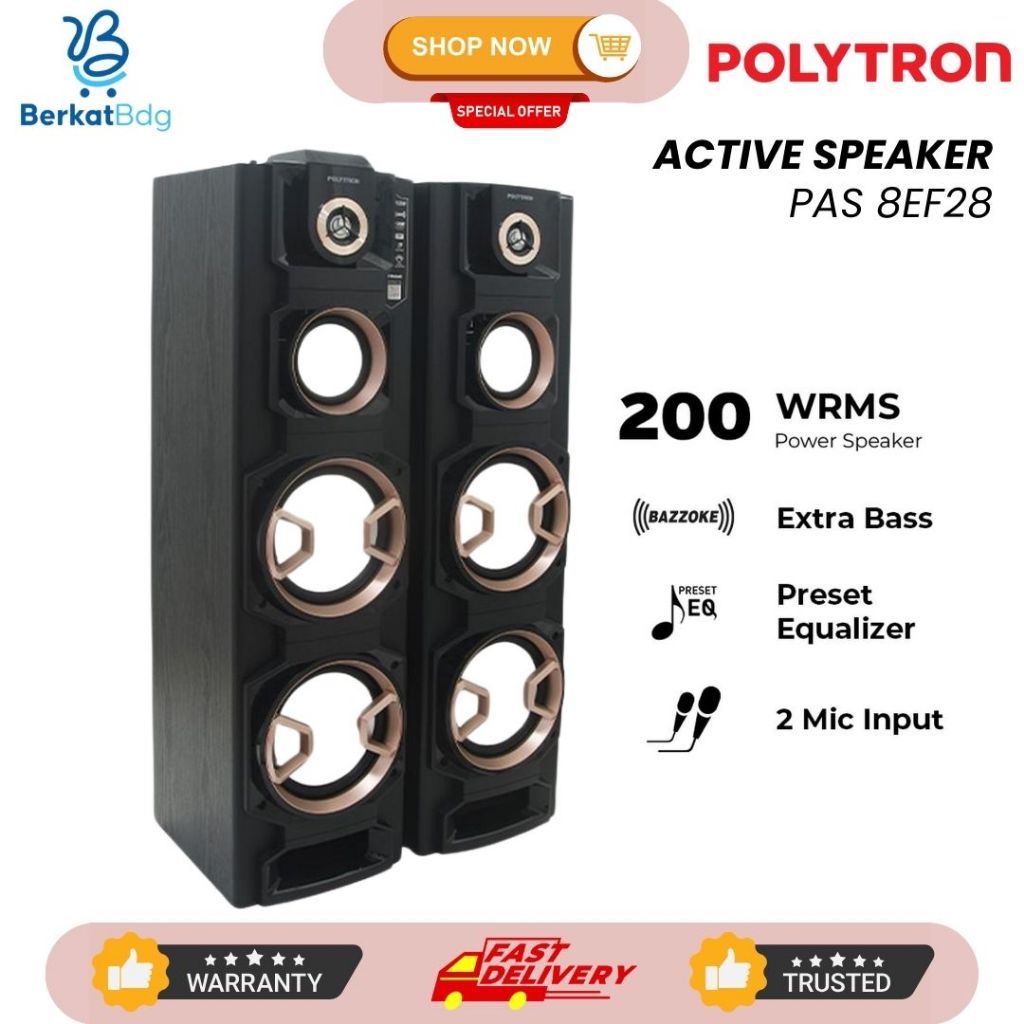 SPEAKER AKTIF POLYTRON BLUETOOTH PAS8EF28 PAS 8EF28 ACTIVE SPEAKER POLYTRON RADIO FM