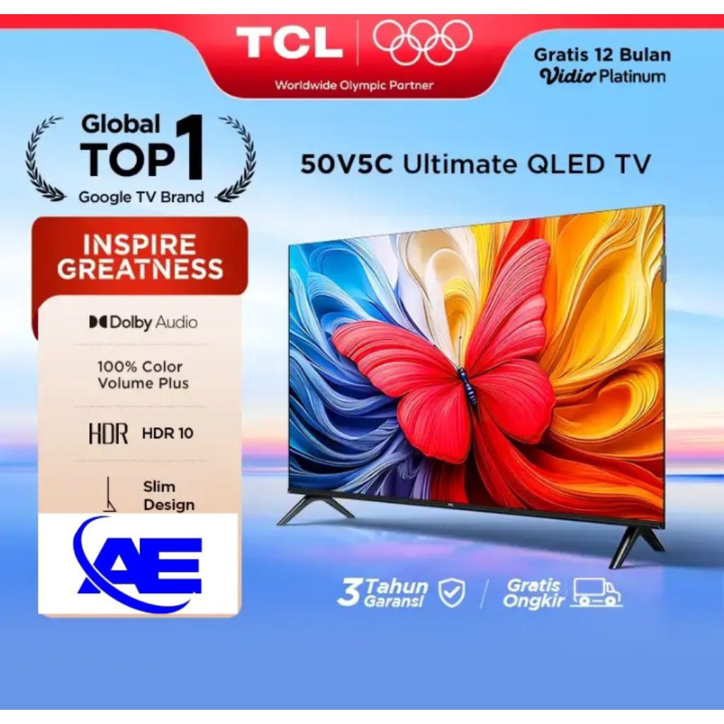 TV TCL QLED 50V5C BERGARANSI RESMI 3THN