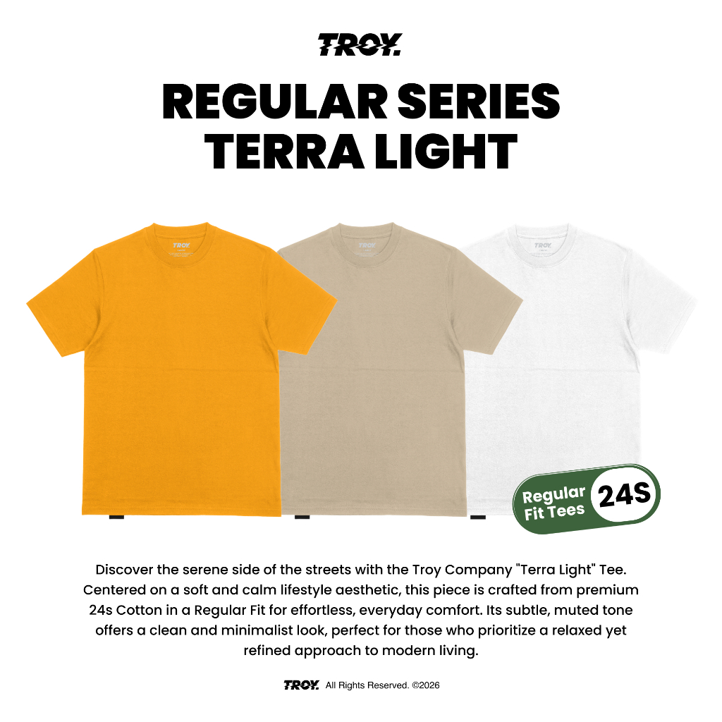 Troy Company Tshirt Regular Fit Terra Light - Kaos Lengan Pendek Kaos Polos MTD 3553