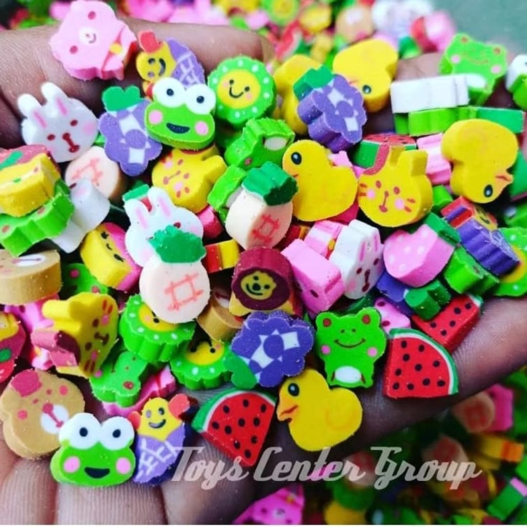 100pcs penghapus karakter mini
