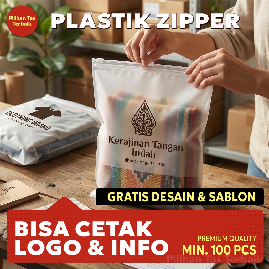 100pcs Kantong Ziplock Doff Transparan Custom – Organisasi Barang & Branding