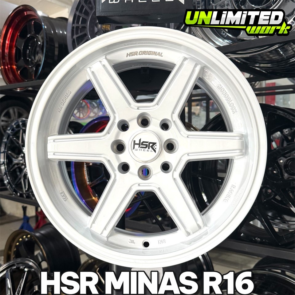 Velg Mobil HSR Minas R16 Lebar 7 ET 42 Frost White Velg Mobil Brio Jazz Rocky Twincam Corolla Fronx