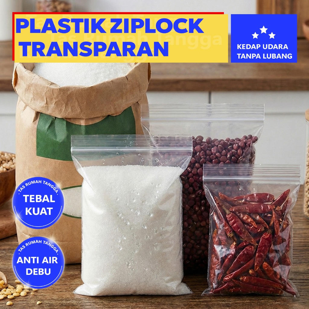 100pcs -- Tas Klip Transparan Multi Ukuran - Untuk Organizer Lemari, Kotak Mainan, Dokument & Kabel,