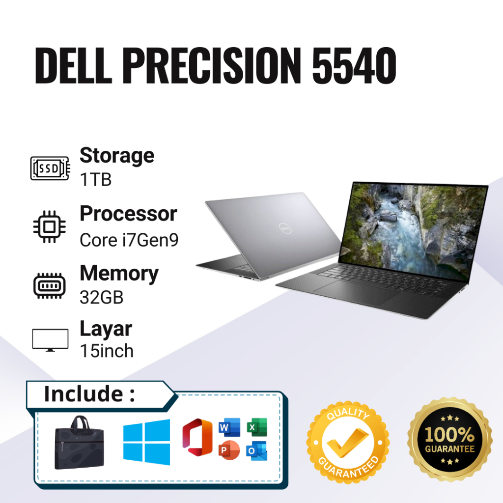Dell Precision 5540 Core i7Gen9 Ram 32GB SSD 1TB Touchscreen Dual VGA Nvidia Second | Laptop Second 
