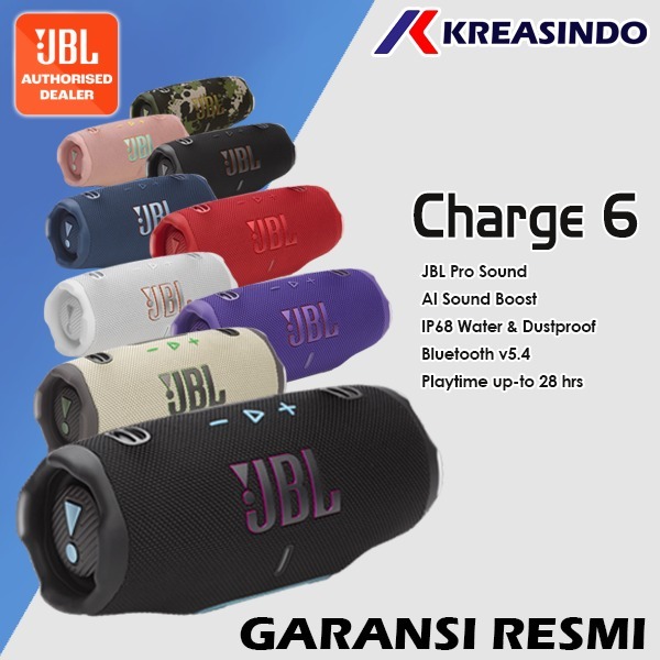 Speaker JBL Charge 6 Charge6 Portable Waterproof and Drop-proof Bluetooth Speaker Garansi Resmi