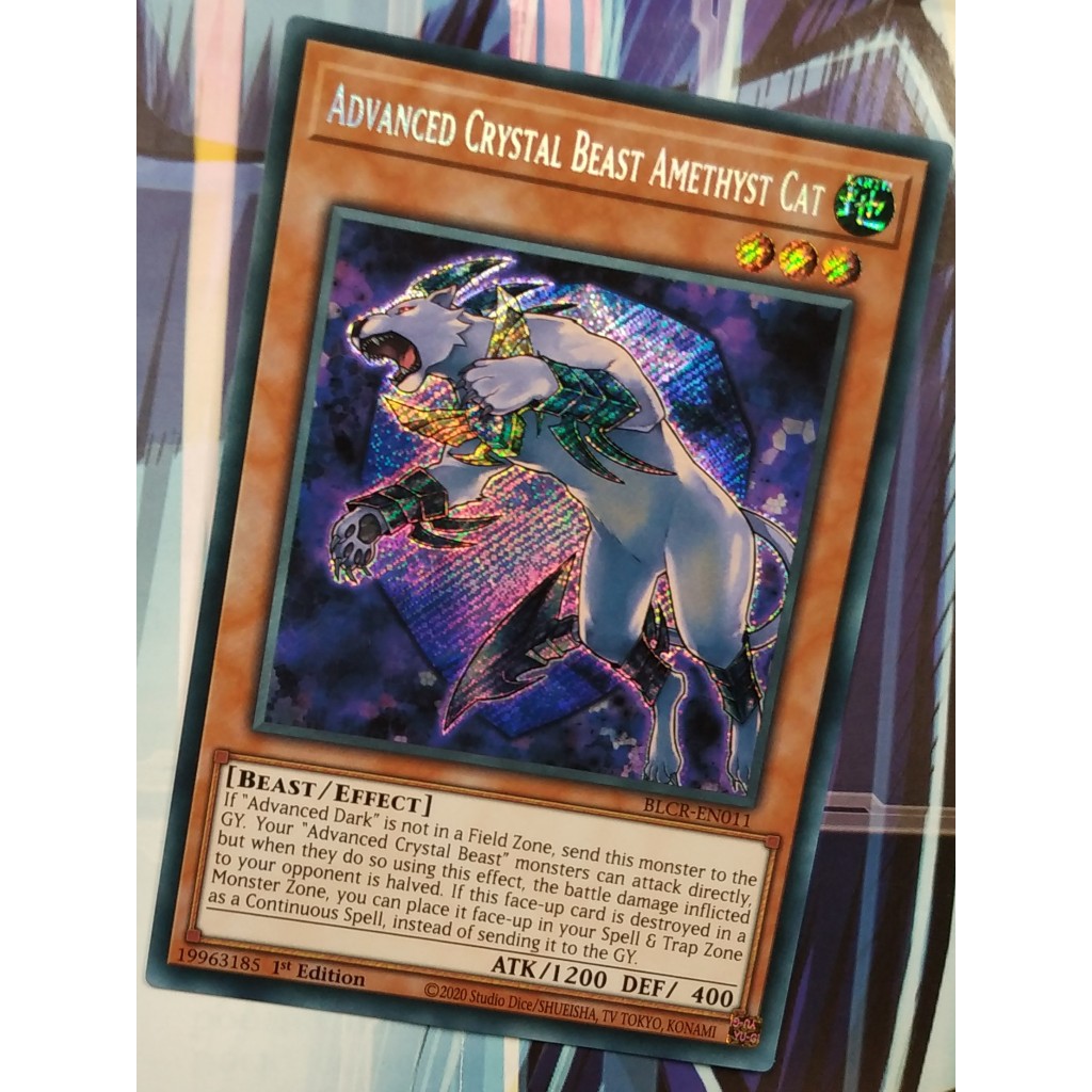 Advanced Crystal Beast Amethyst Cat (BLCR-EN011) - Secret Rare - Monster Card - YuGiOh Trading Card 