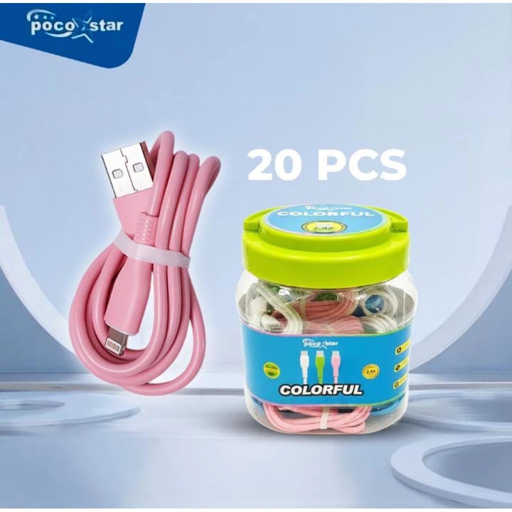 Kabel Data Toples PocoStar isi 20 pcs 2.4A Colourfull strong bold Cord BL002