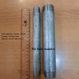 Pipa nepel Stainless SS304 Sch40 3/8" inch Panjang 20Cm Pipa nipple / naple stainless sch 40