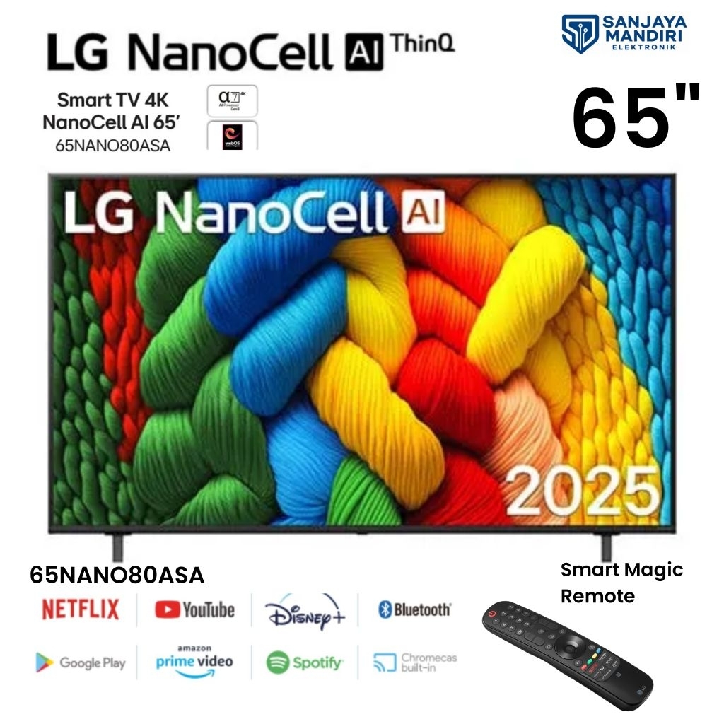 LG NanoCell TV 4K Smart TV 65" Magic Remote LG Smart TV 4K  NanoCell AI 2025 Alpha 7 4K AI Processor