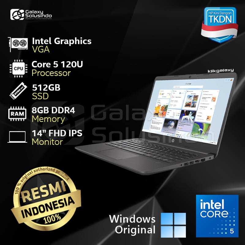 HP 240R G9 - Core 5 120U 512GB SSD 8GB RAM - Dark Ash Silver TKDN Notebook Laptop - CG