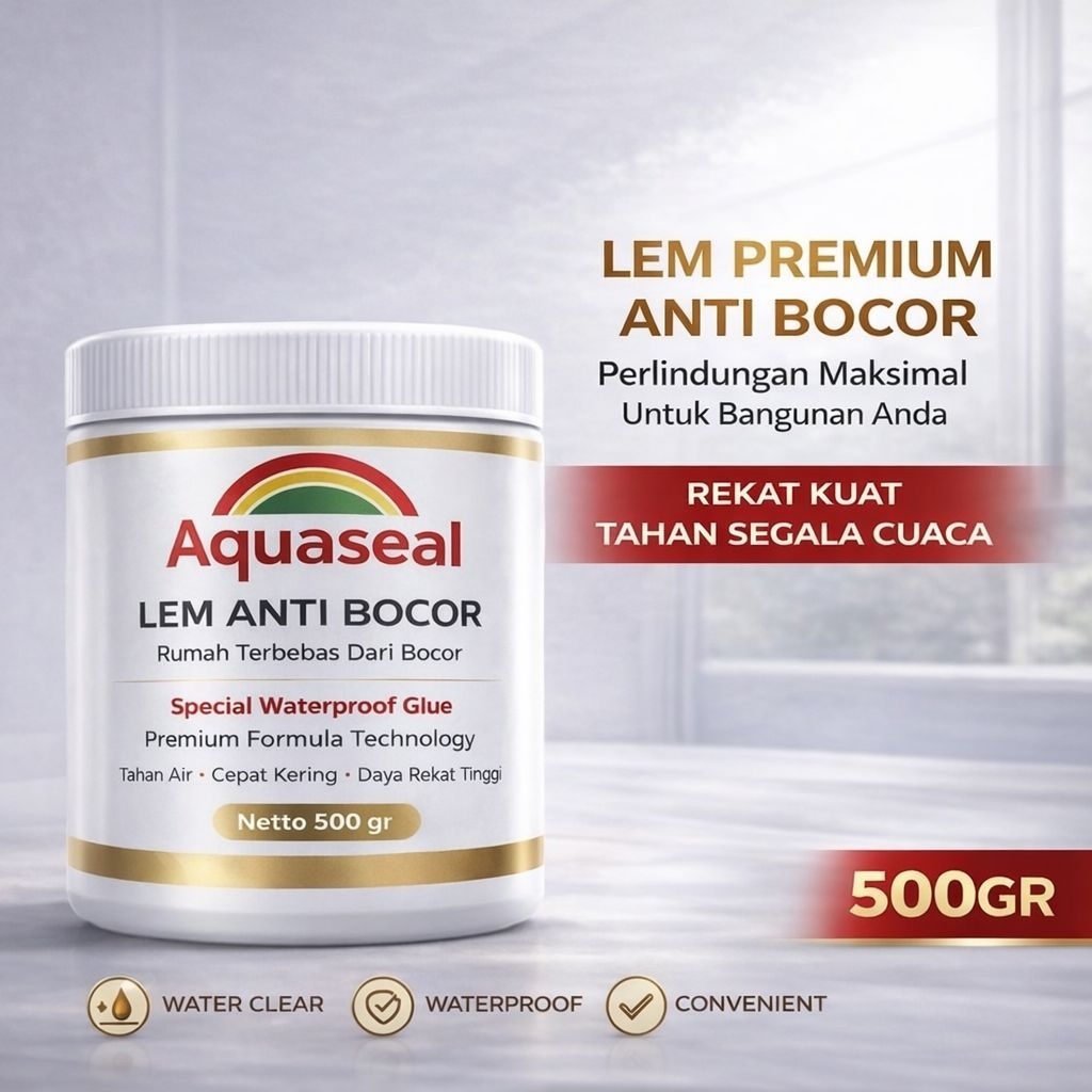 Aquaseal Lem Anti Bocor Premium – Lem Anti Air Premium 500gr - Lem Serbaguna Tahan Air & Panas, Cepa