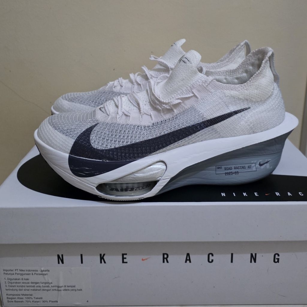 Sepatu Lari Running Pria Men Nike Alphafly 3 White Size US 11 EU 45 Original 100%