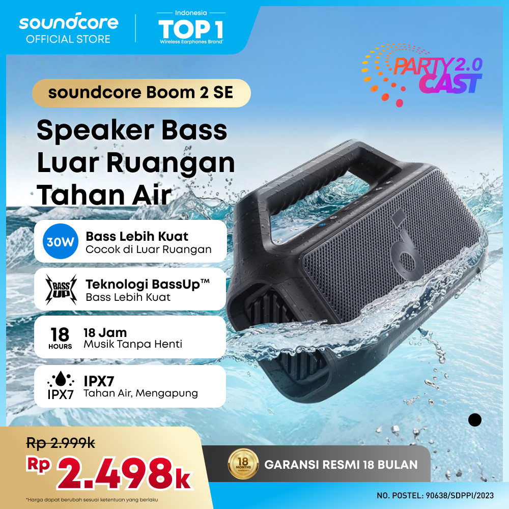 Soundcore Boom 2 SE, speaker, 30W RMS and BassUp Technology, 18 Hours of playback, Syncs +100 Speake