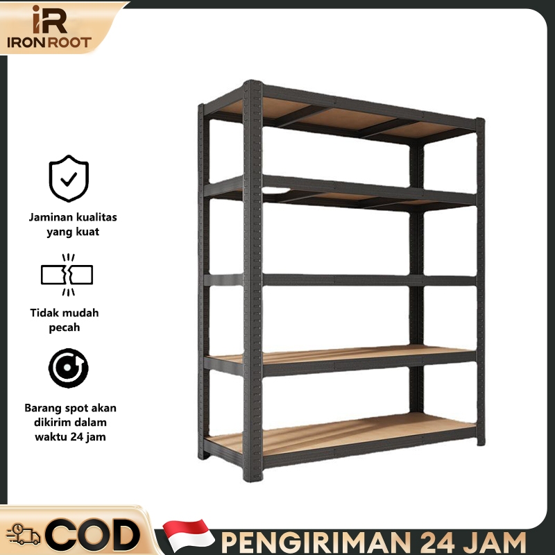 IRONROOT rak siku lubang besi 5 susun Putih Rak Susun rak gudang bekas rak besi gudang