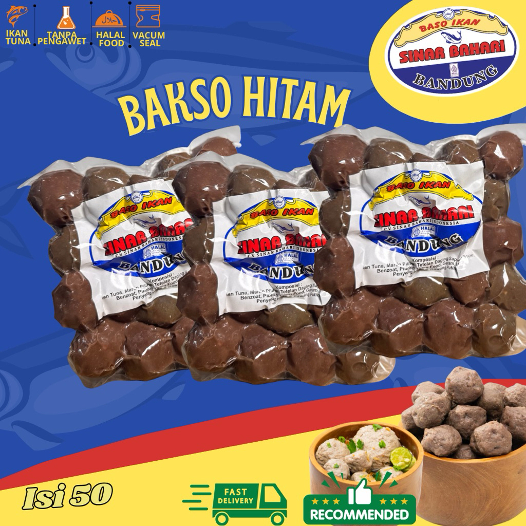 Baso Ikan Sinar Bahari HITAM ISI 50 BAKSO IKAN SINAR BAHARI