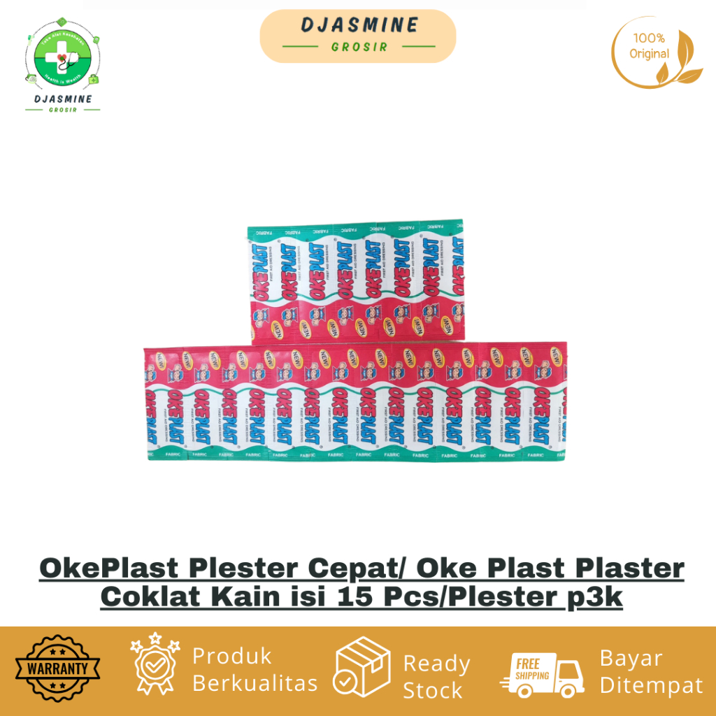 OkePlast Plester Cepat/ Oke Plast Plaster Coklat Kain isi 15 Pcs/Plester p3k