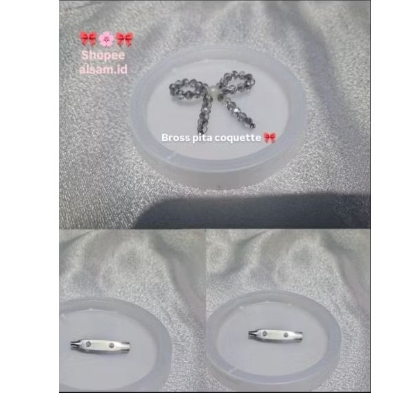 Bross coquette ribbon hijab crystal mini ribbon peniti Handmade