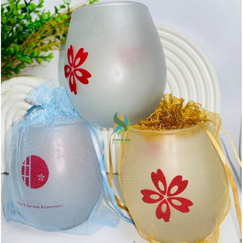 Souvenir Pernikahan Gelas Kaca Unik Cantik Citinova Tuscany 475ml Cangkir Wine Kaca Doff Sablon