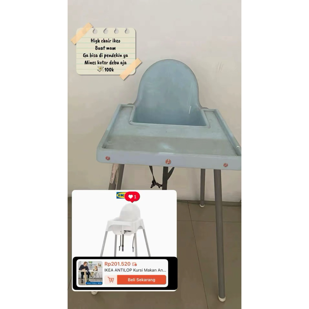 PRELOVED HIGH CHAIR IKEA | KURSI MAKAN BAYI |