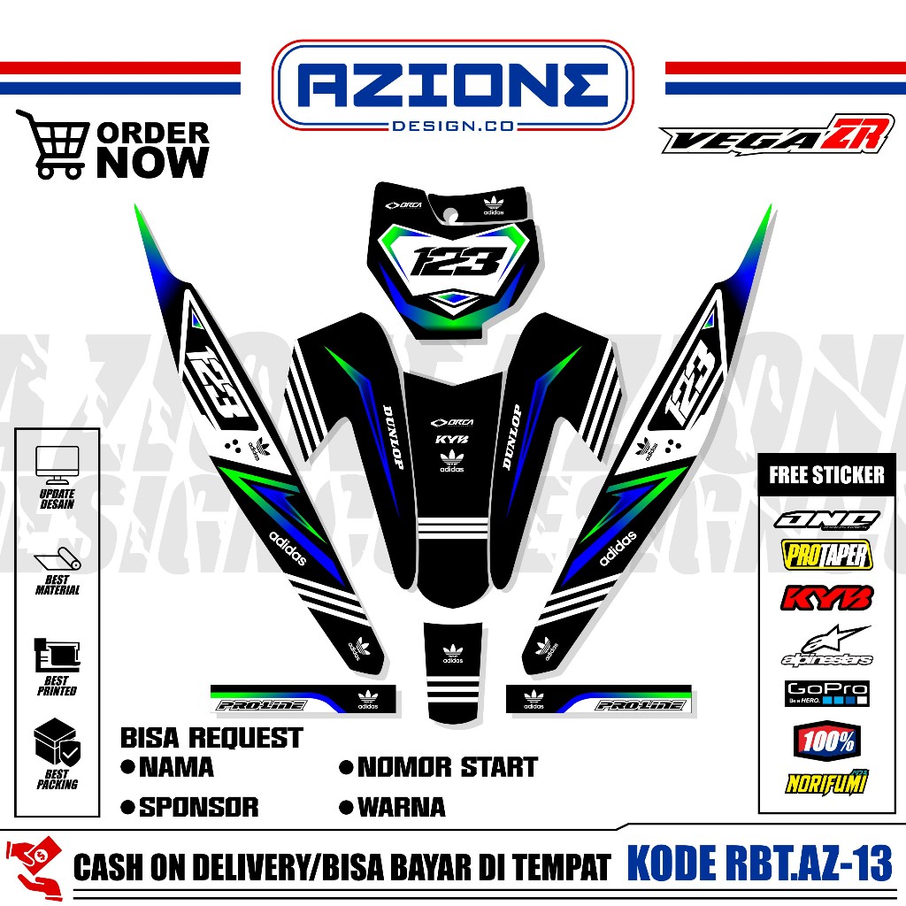 (PROMO COD) Sticker Variasi RBT/GTX VEGA ZR Decal Striping Bebek Modif RBT, FREE STICKER PACK VEGA Z