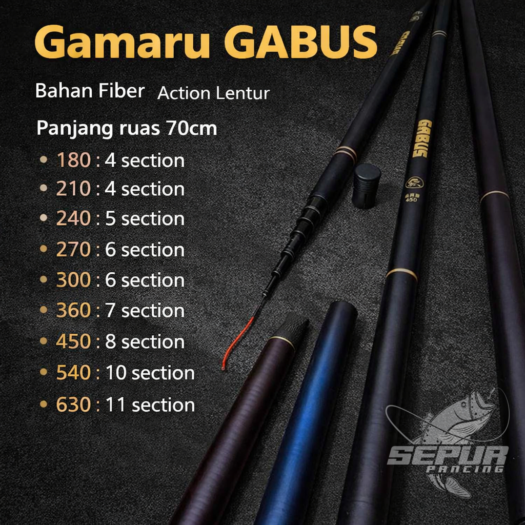 JORAN Tegek Gamaru GABUS Fiber Lentur | Ringan & Kuat | Panjang Ruas 70cm