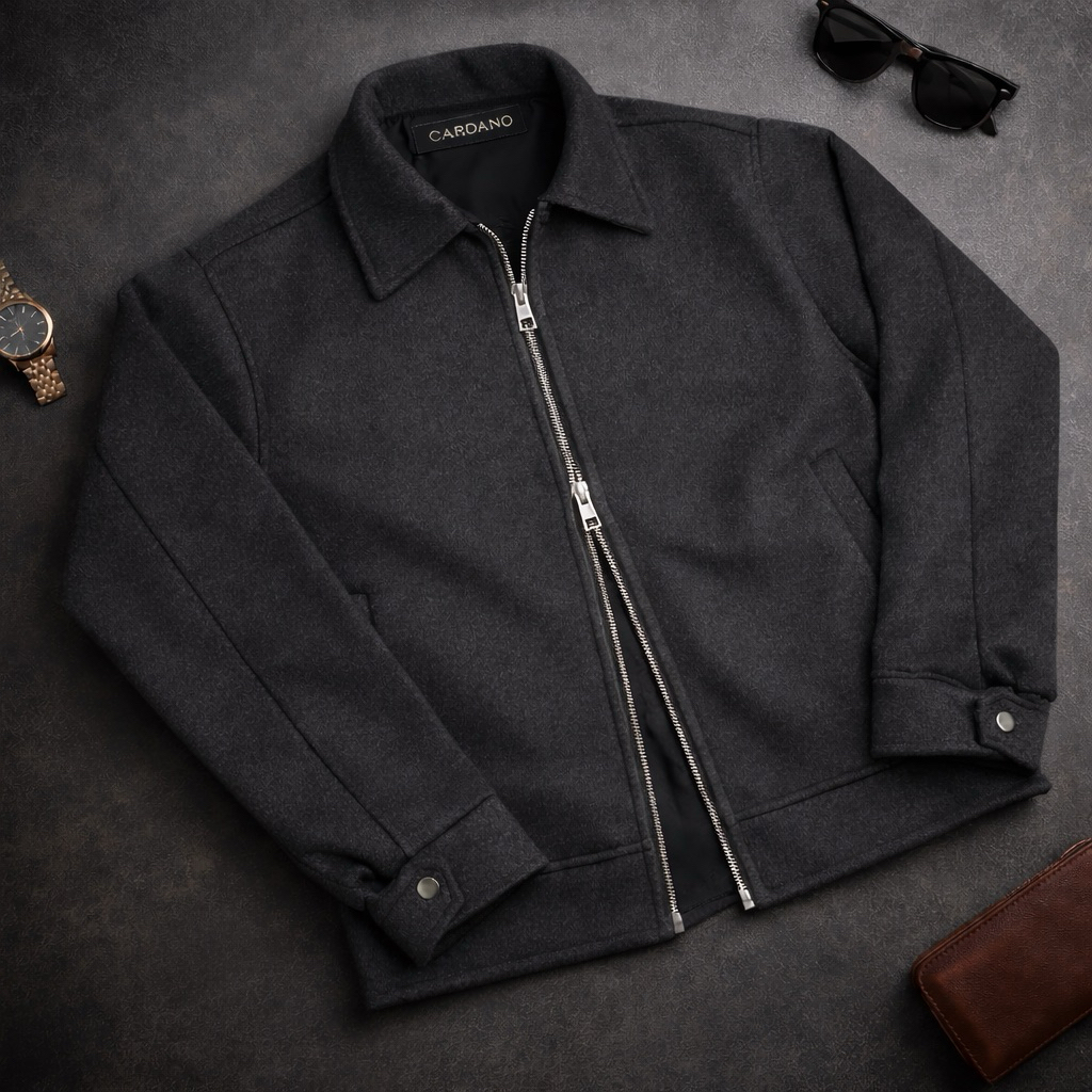 Wool Fiber Jacket Boxy Signore Double Zipper YKK by Cardano