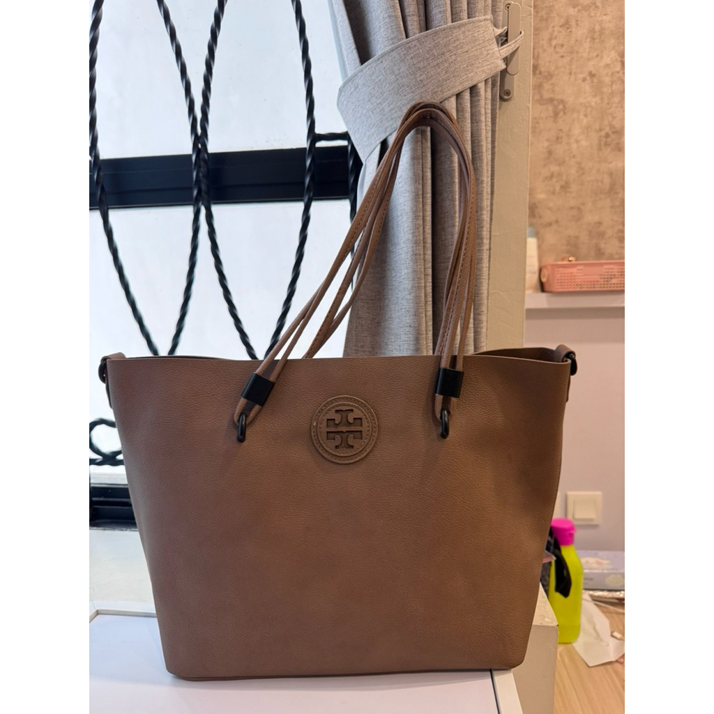 TORY BURCH Premium Quality Tote Bag Tan Color Warna Coklat Cokelat Kulit