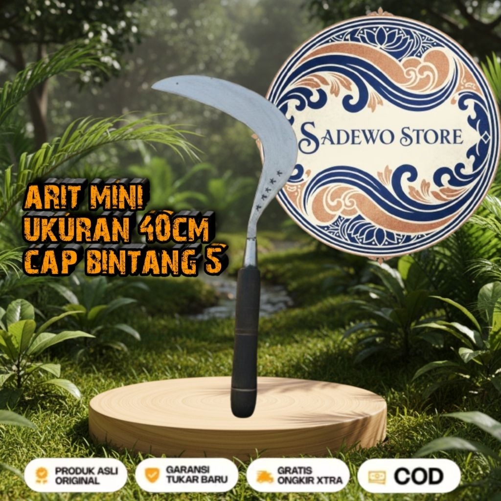 sabit arit rumput bahan baja cap bintang 5 asli Madura ukuran mini