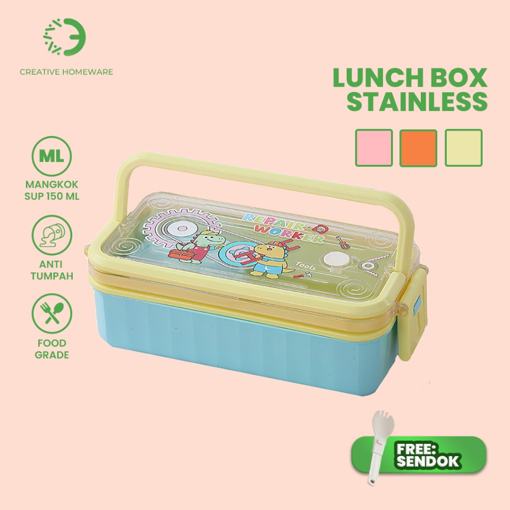 Kotak Makan Lunch Box Kotak Bekal Sekolah Anti Tumpah BPA Free