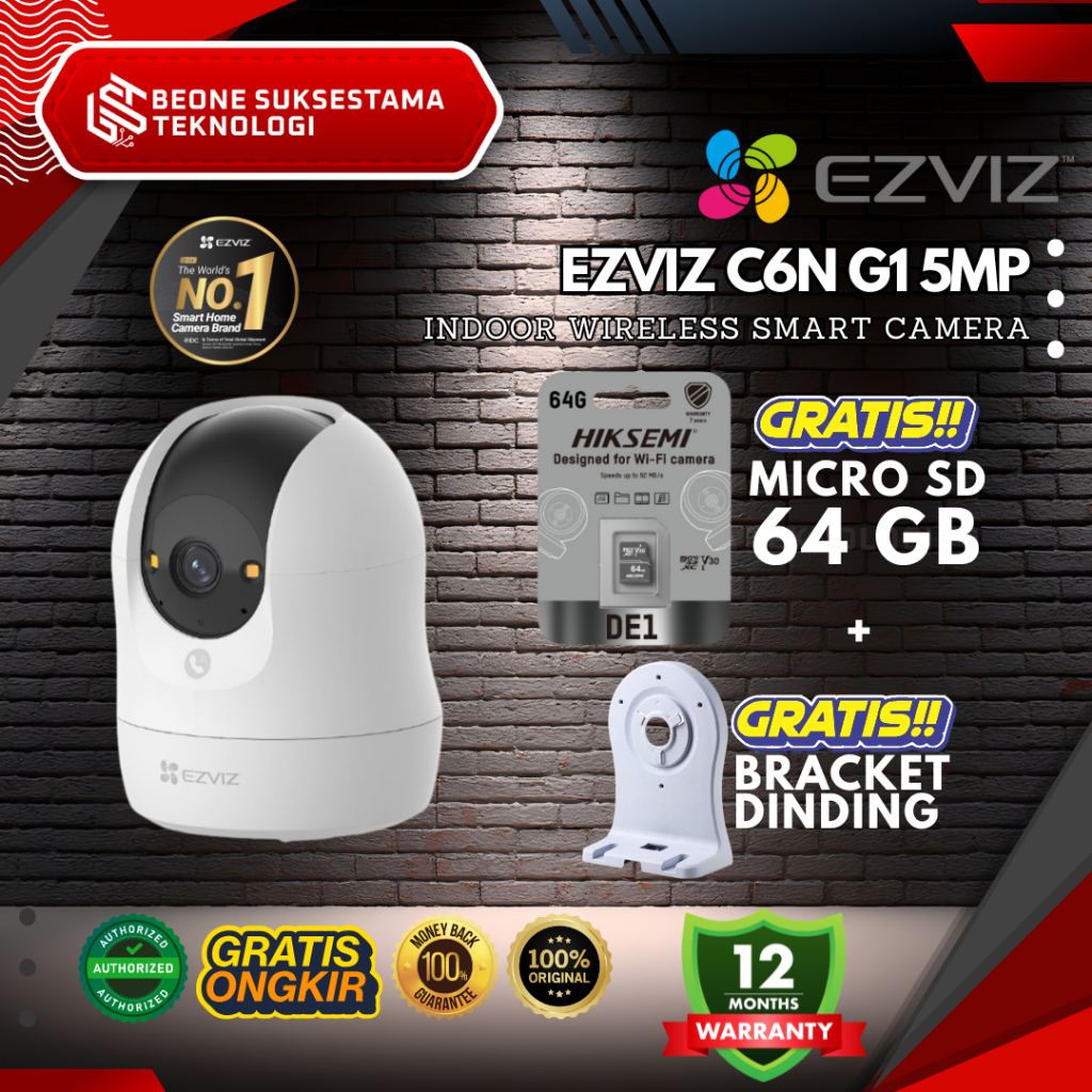 EZVIZ C6N G1 5MP Gratis Bracket & MMC 64GB