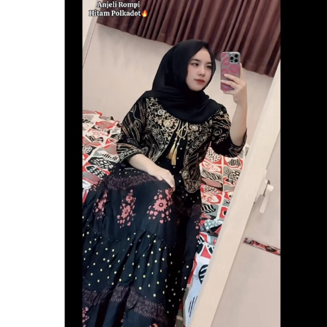 Gamis Anjeli Rompi hitam polkadot
