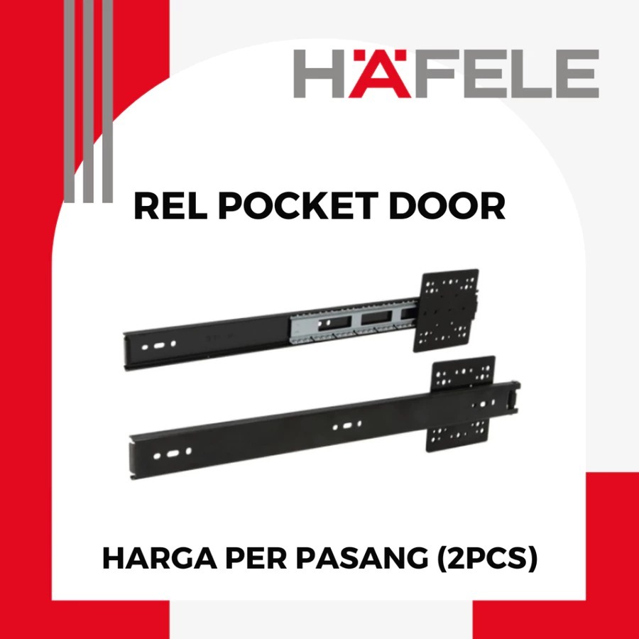 (HARGA 1 SET/2PCS) Rel Pocket Door Salib Rel Pintu Lemari TV Ball Bearing HAFELE