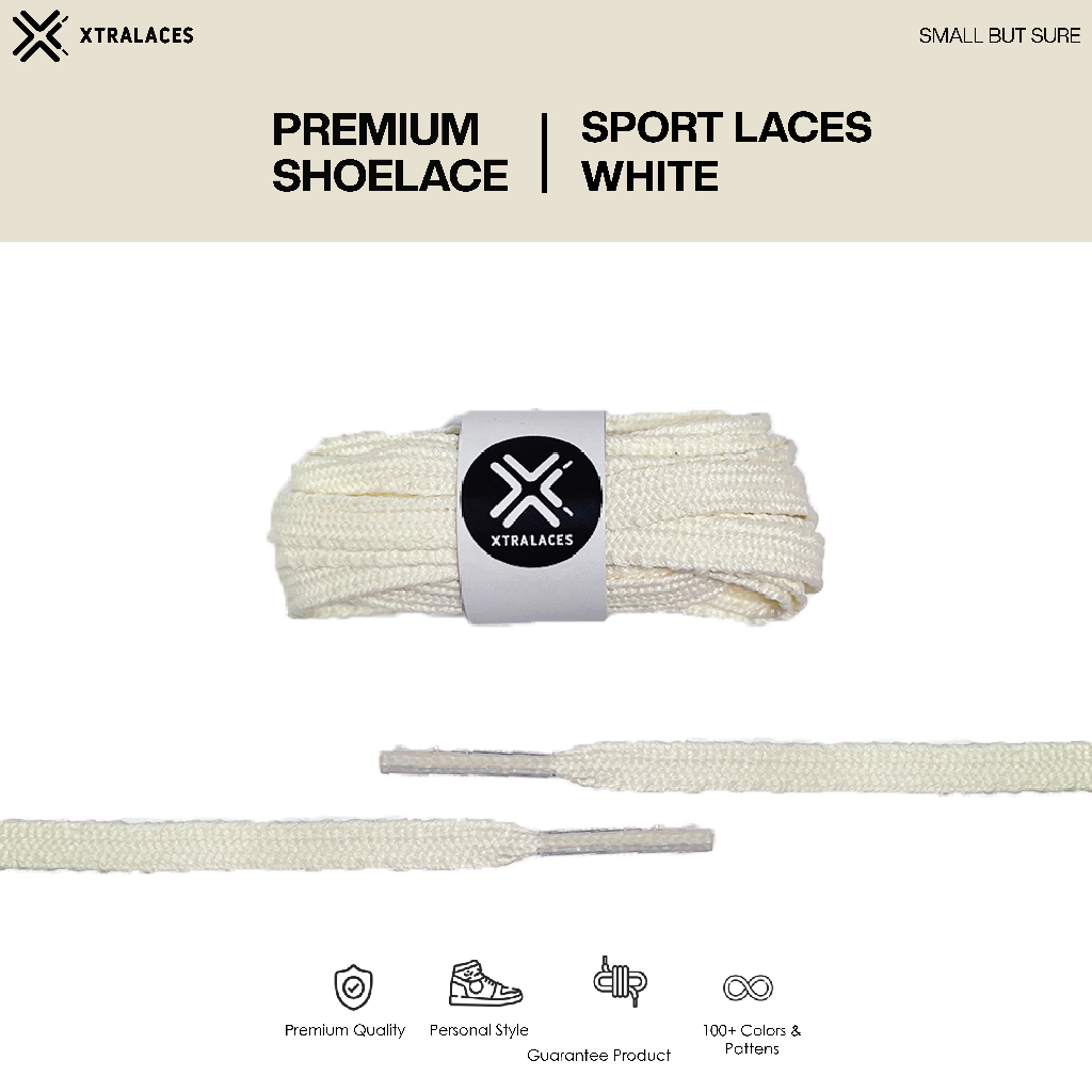Tali Sepatu Gerigi Elite Futsal Putih / Tali Sepatu Sepak Bola / Tali Sepatu Running Sport | Premium