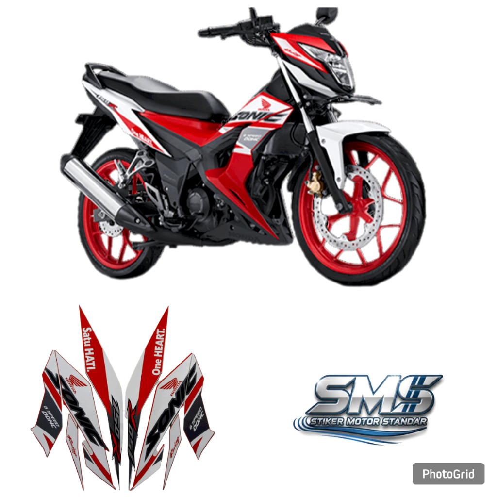 STIKER STRIPING LISH LESH BODY MOTOR HONDA SONIC 150R TAHUN 2018 2019 SE WARNA PUTIH MERAH FULLSET S