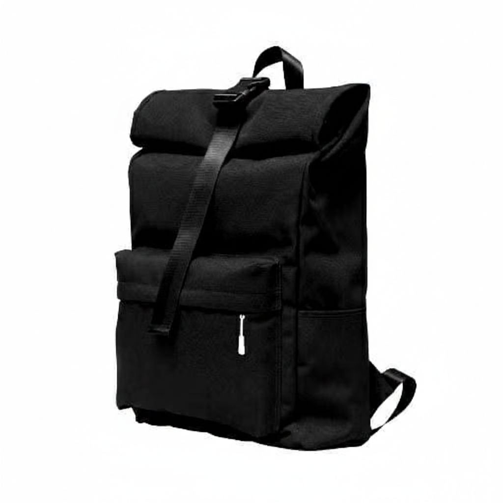 Tas Ransel Rolltop,  Waterproof Backpack Unisex dengan Slot Laptop Tas Premium Cordura Hitam