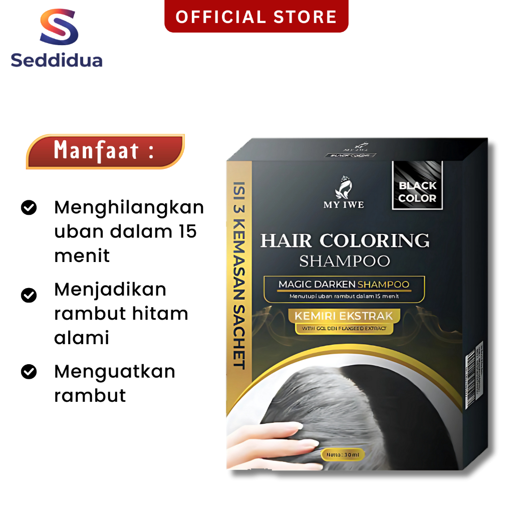 MYIWE My Iwe Hair Coloring Shampoo SACHET 30ml 1 Box 3 Sachet Shampo Penghitam Rambut Uban Anti Uban