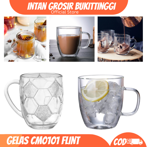 Gelas Gagang Bola Cangkir Kopi Bola Gelas Minum Kaca Cangkir Kopi Mug Kaca Kecil Bening Polos