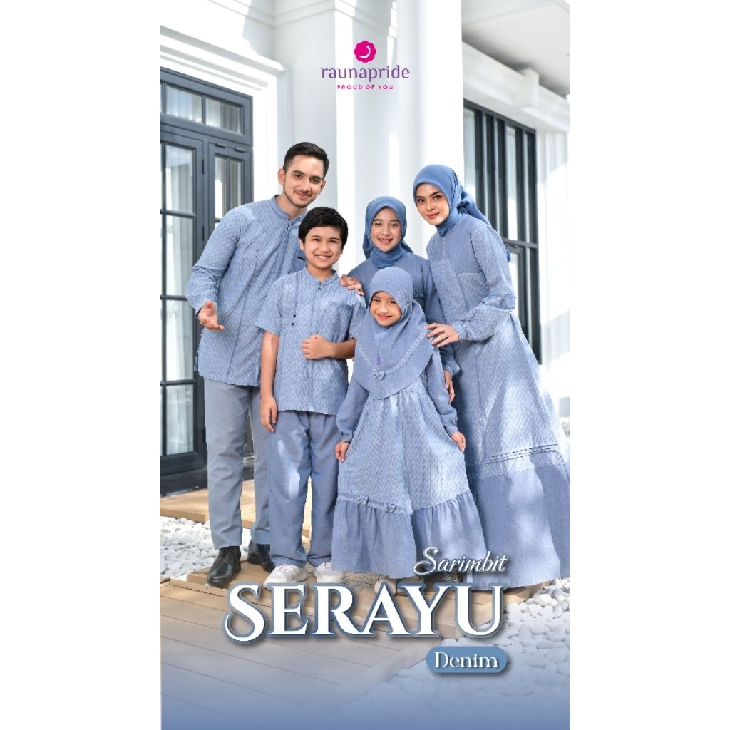 Sarimbit Serayu Denim by Rauna/Sarimbit Rauna/Sarimbit keluarga/Sarimbit Lebaran 2026/Gamis Rauna