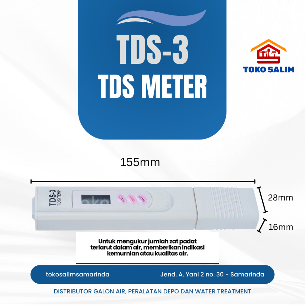 TDS Meter - Alat Ukur Air  [TDS-3] Alat Uji Kualitas Air Presisi Tinggi TDS