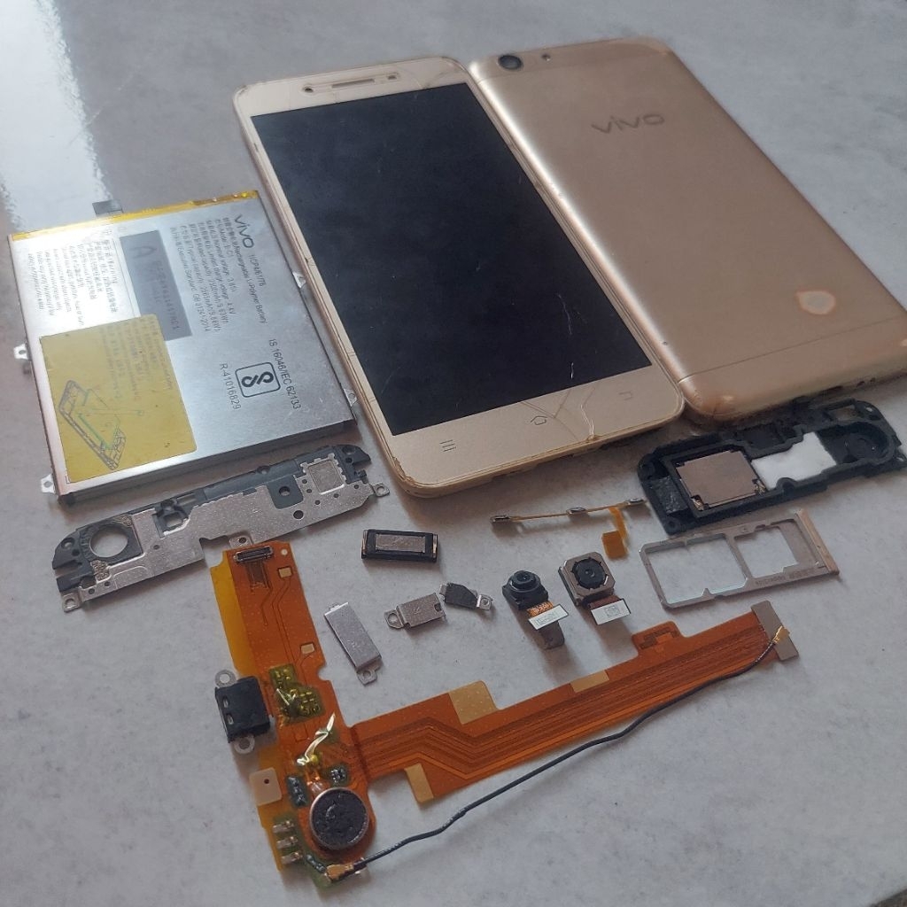Vivo Y53 Kamera/Frame LCD/Flexi on off/Speaker Buzzer/Tutup Baterai/Backcover Original Copotan Teste