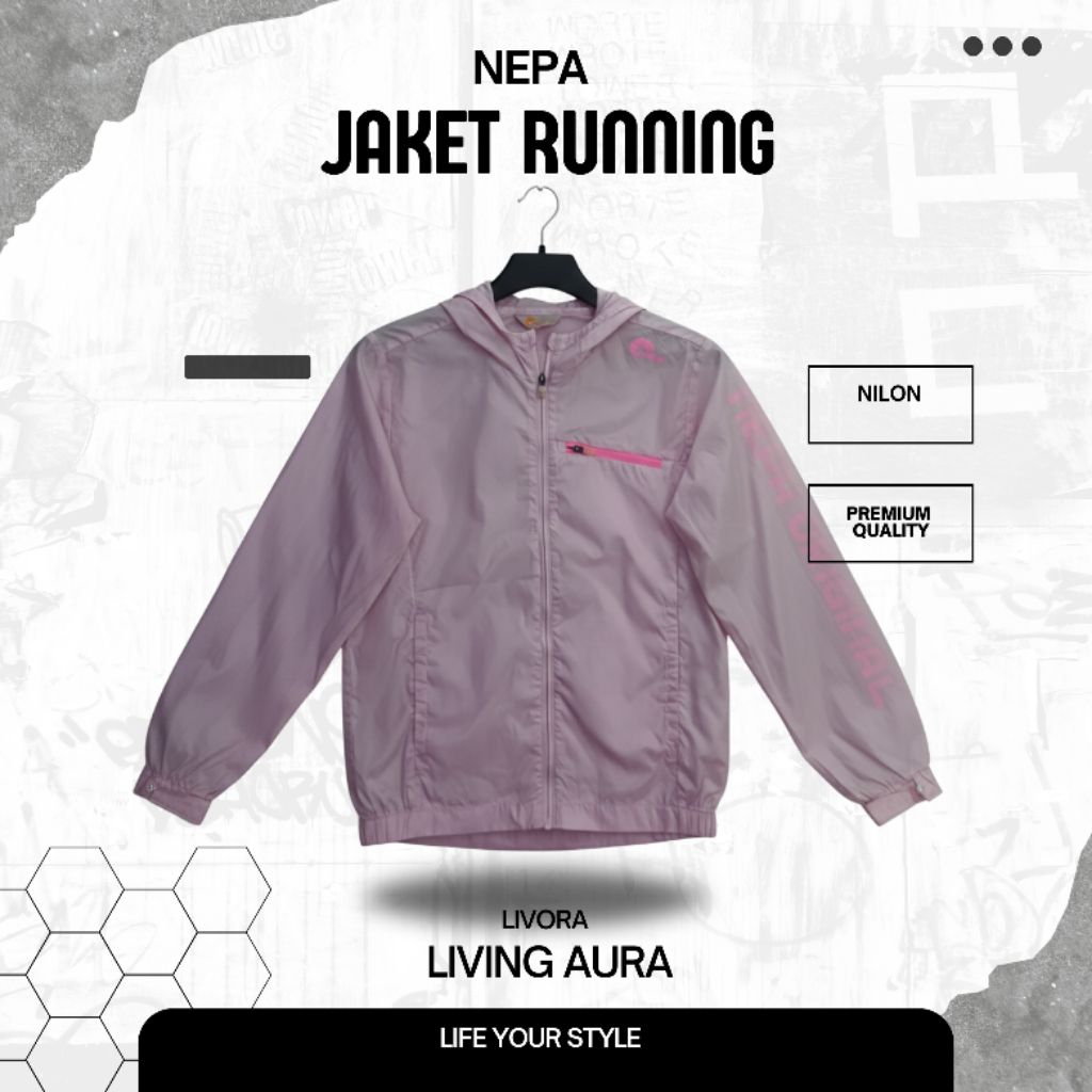 Jacket Running Nepa Original Big Logo Warna Pink