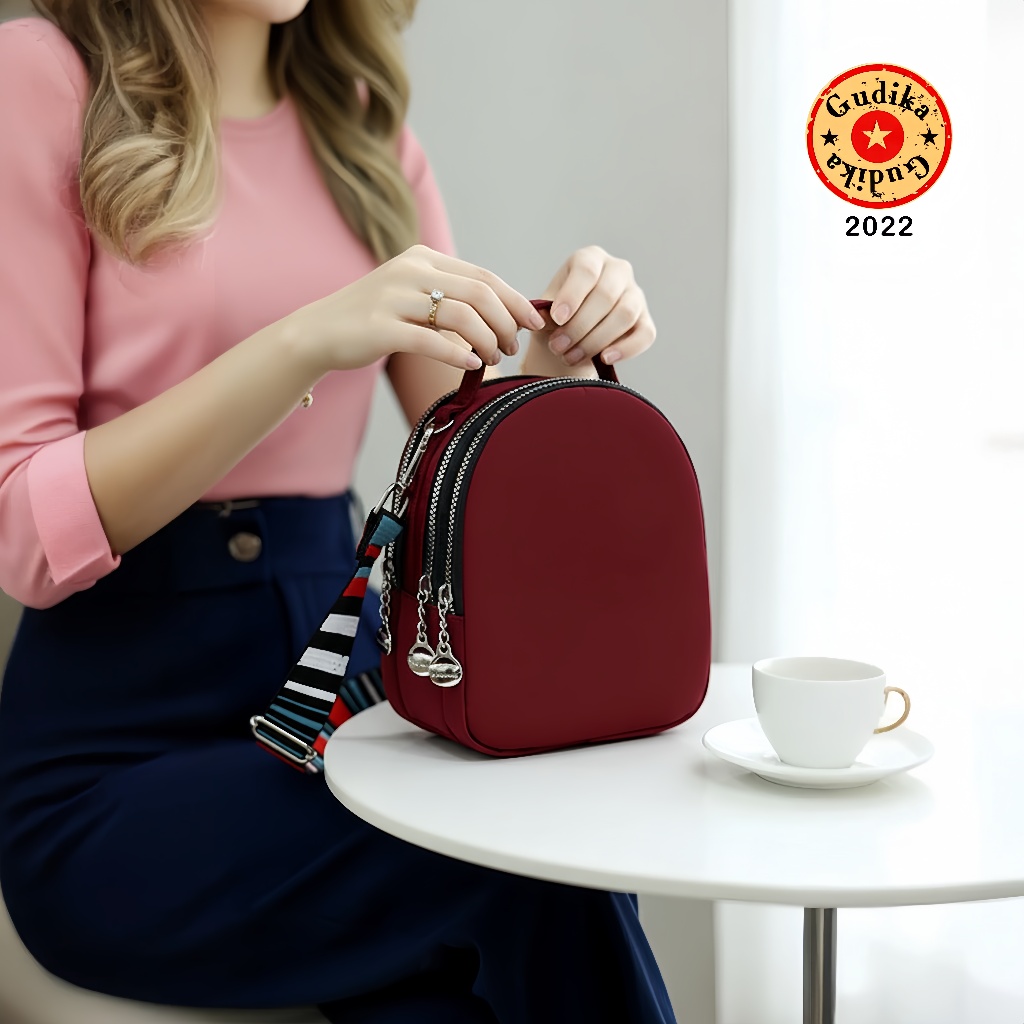 LANCE MANDY 2022 Original - Tas Wanita Mini 3 Fungsi Ransel Selempang & Tenteng Bahan Parasut Tebal